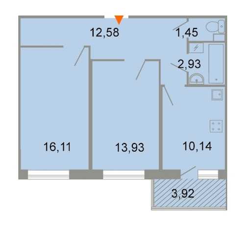 Двухкомнатная квартира в : площадь 59.3 м2 , этаж: 2 – купить в Санкт-Петербурге
