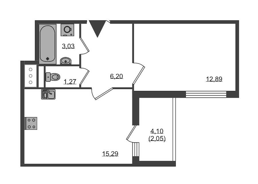 Однокомнатная квартира в : площадь 38.68 м2 , этаж: 2 – купить в Санкт-Петербурге