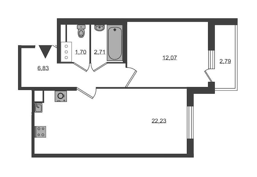 Однокомнатная квартира в KVS: площадь 45.54 м2 , этаж: 7 – купить в Санкт-Петербурге