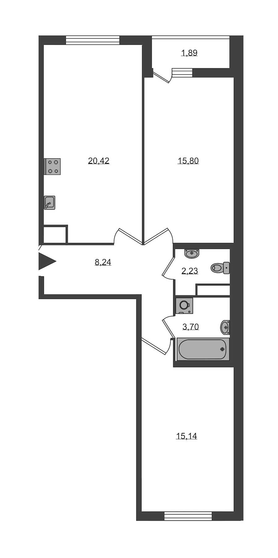 Двухкомнатная квартира в : площадь 65.53 м2 , этаж: 1 – купить в Санкт-Петербурге