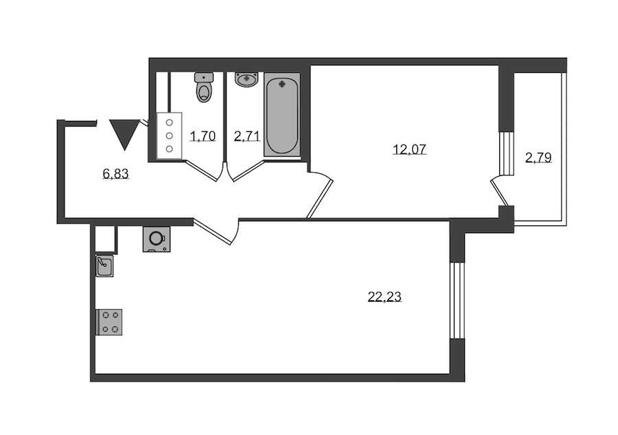 Однокомнатная квартира в KVS: площадь 45.54 м2 , этаж: 6 – купить в Санкт-Петербурге
