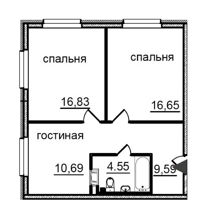 Двухкомнатная квартира в : площадь 58.31 м2 , этаж: 8 – купить в Санкт-Петербурге