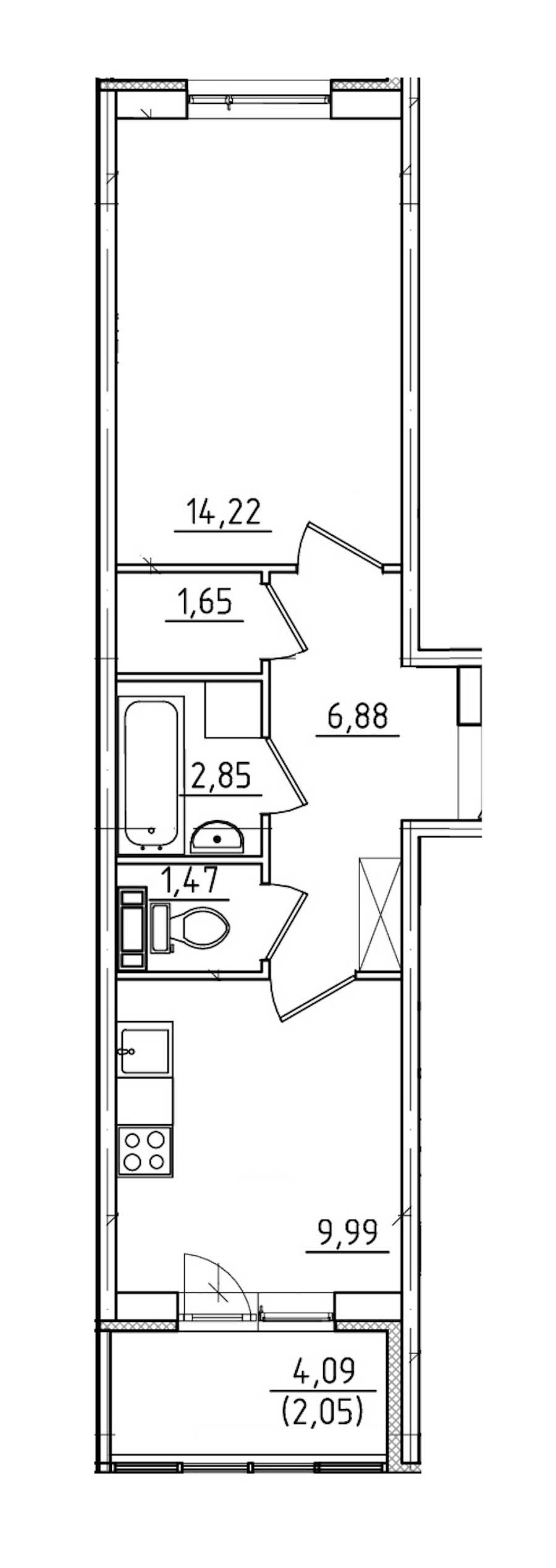 Однокомнатная квартира в ЛенСтройТрест: площадь 39.11 м2 , этаж: 3 – купить в Санкт-Петербурге