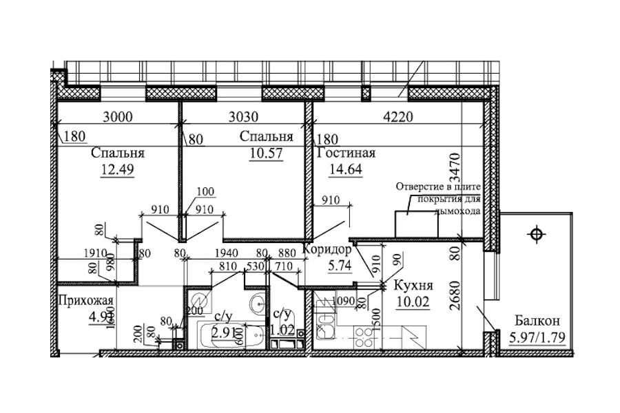 Трехкомнатная квартира в : площадь 64.09 м2 , этаж: 5 – купить в Санкт-Петербурге