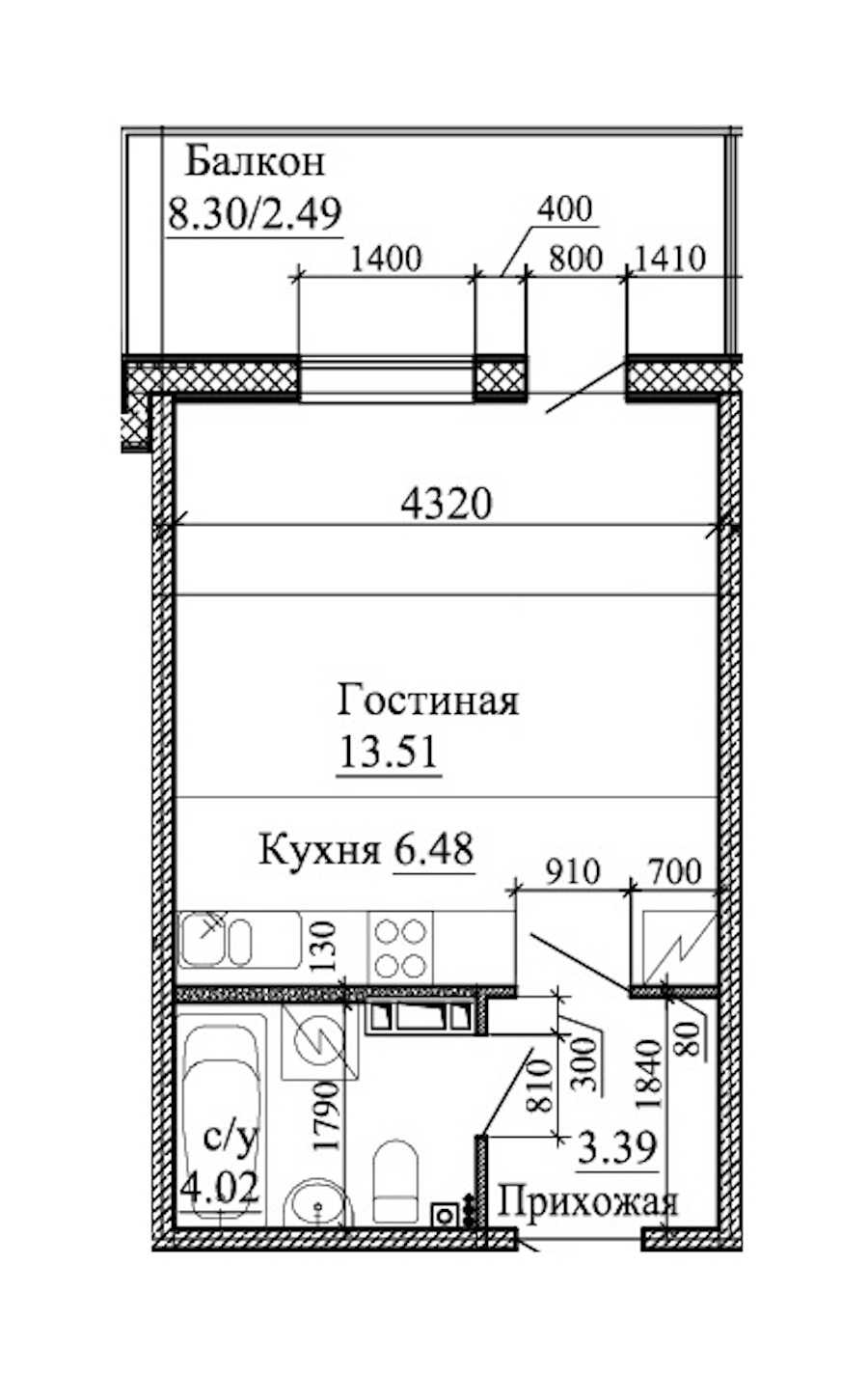 Студия в : площадь 29.89 м2 , этаж: 5 – купить в Санкт-Петербурге
