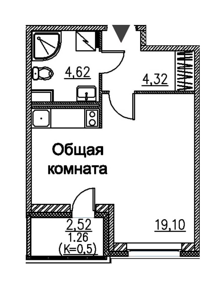 Студия в : площадь 29.3 м2 , этаж: 2 – купить в Санкт-Петербурге