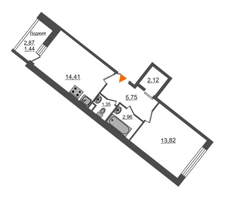 Однокомнатная квартира в : площадь 41.85 м2 , этаж: 12 – купить в Санкт-Петербурге