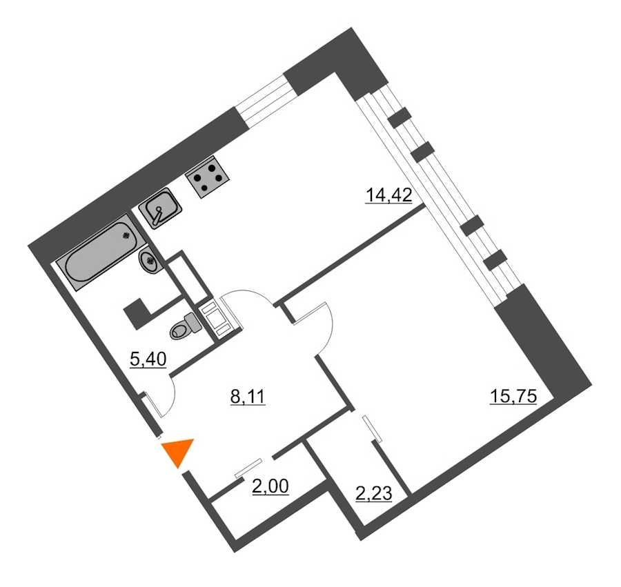 Однокомнатная квартира в : площадь 47.91 м2 , этаж: 3 – купить в Санкт-Петербурге