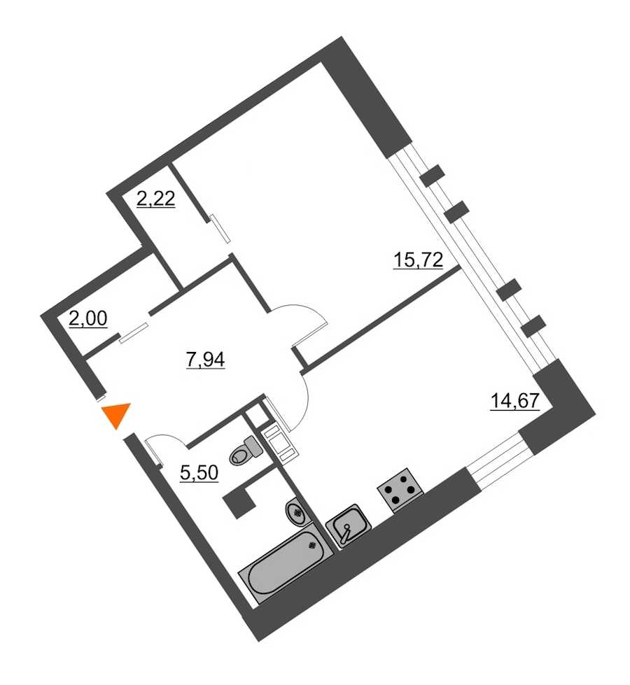 Однокомнатная квартира в : площадь 48.05 м2 , этаж: 3 – купить в Санкт-Петербурге