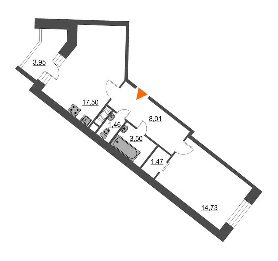 Однокомнатная квартира в : площадь 48.59 м2 , этаж: 3 – купить в Санкт-Петербурге