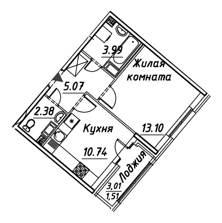Однокомнатная квартира в : площадь 36.79 м2 , этаж: 7 - 9 – купить в Санкт-Петербурге