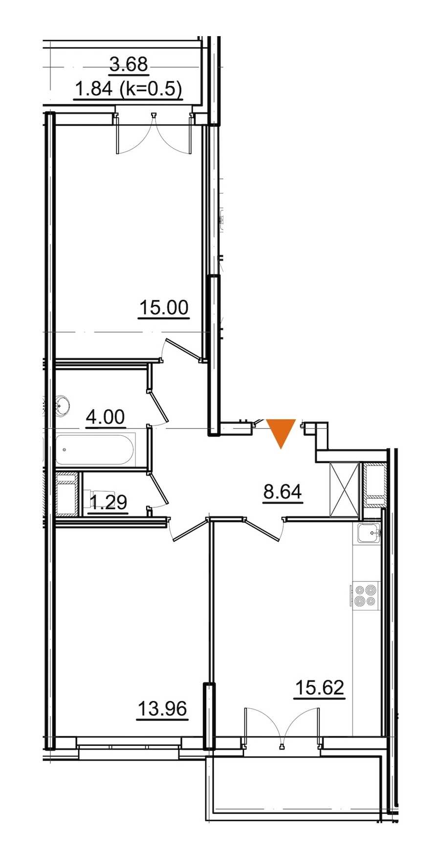 Двухкомнатная квартира в : площадь 62.38 м2 , этаж: 3 – купить в Санкт-Петербурге