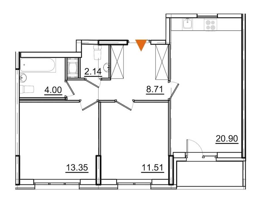 Двухкомнатная квартира в : площадь 62.43 м2 , этаж: 3 – купить в Санкт-Петербурге