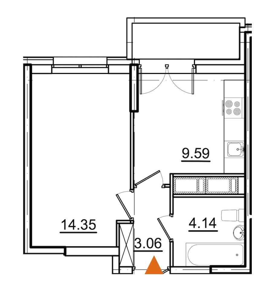 Однокомнатная квартира в : площадь 32.7 м2 , этаж: 12 - 16 – купить в Санкт-Петербурге