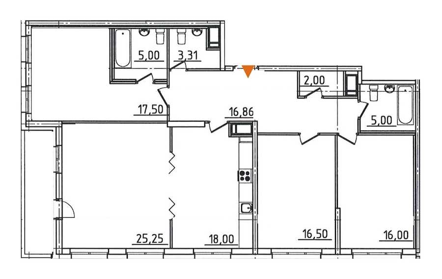 Четырехкомнатная квартира в : площадь 128.63 м2 , этаж: 3 – купить в Санкт-Петербурге