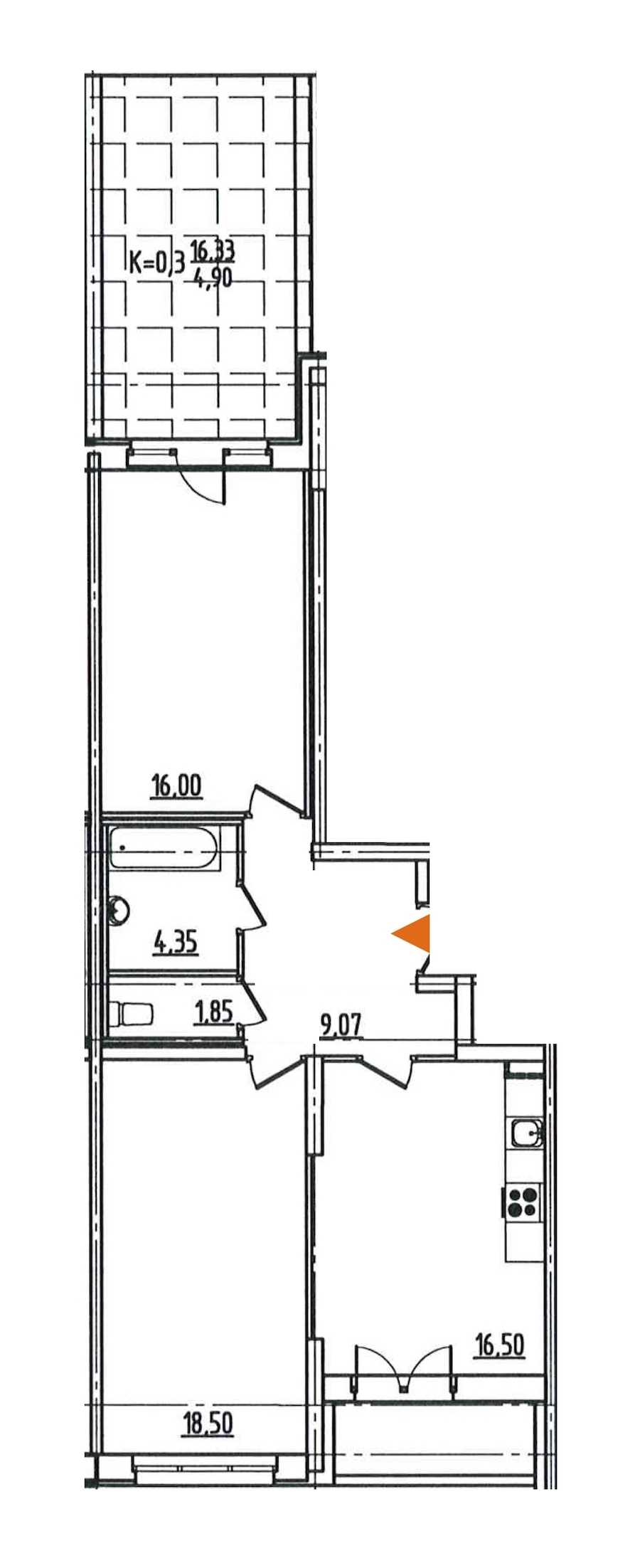 Двухкомнатная квартира в : площадь 72.88 м2 , этаж: 2 – купить в Санкт-Петербурге