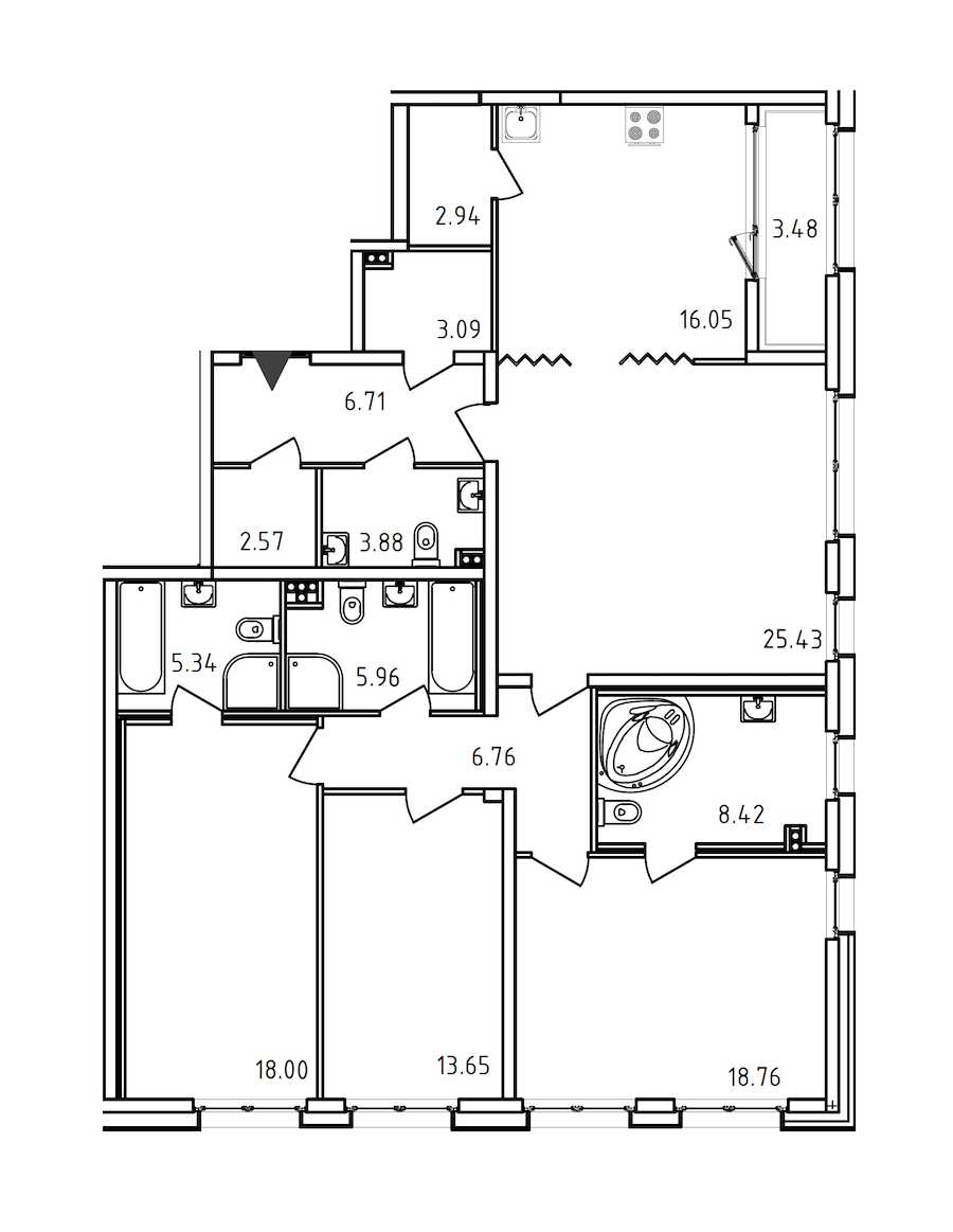 Четырехкомнатная квартира в : площадь 139.3 м2 , этаж: 5 – купить в Санкт-Петербурге