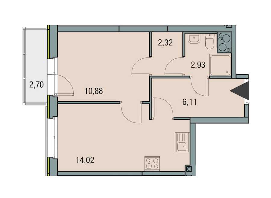 Однокомнатная квартира в ЮИТ: площадь 35.9 м2 , этаж: 23 – купить в Санкт-Петербурге