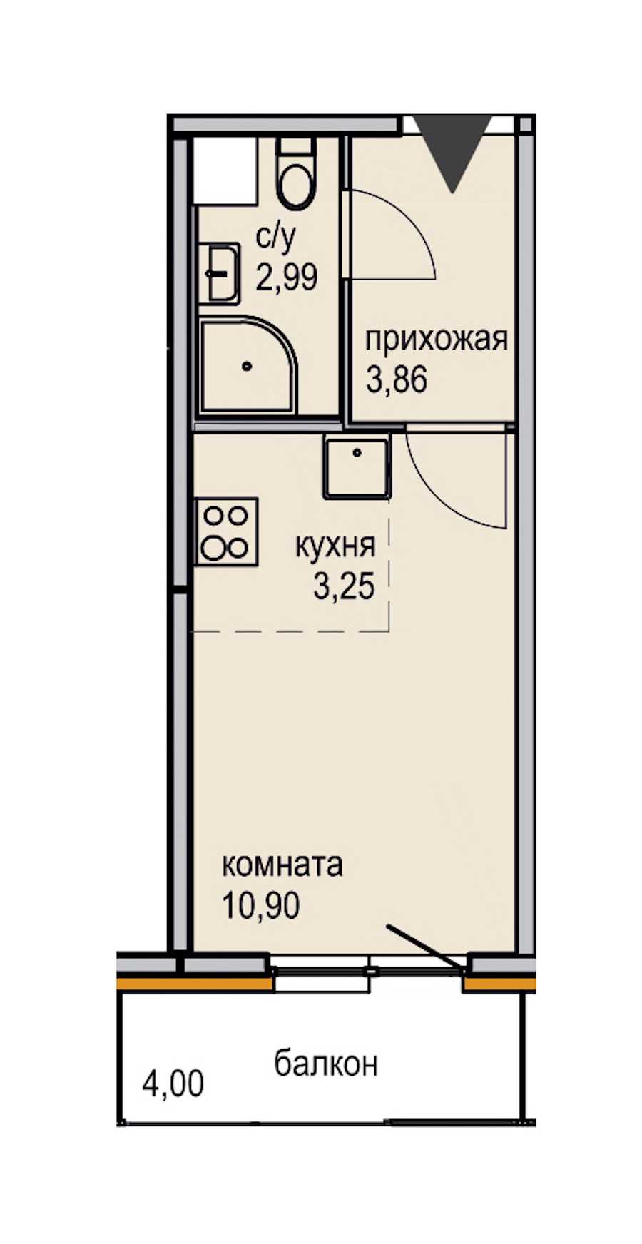 Студия в ЮИТ: площадь 21 м2 , этаж: 8 – купить в Санкт-Петербурге