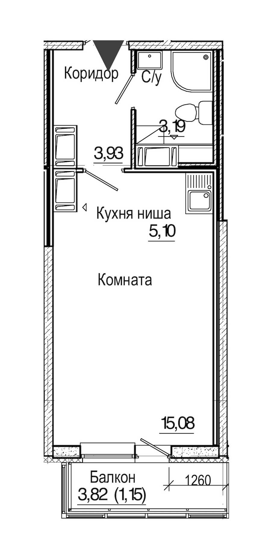 Студия в : площадь 28.45 м2 , этаж: 21 - 25 – купить в Санкт-Петербурге