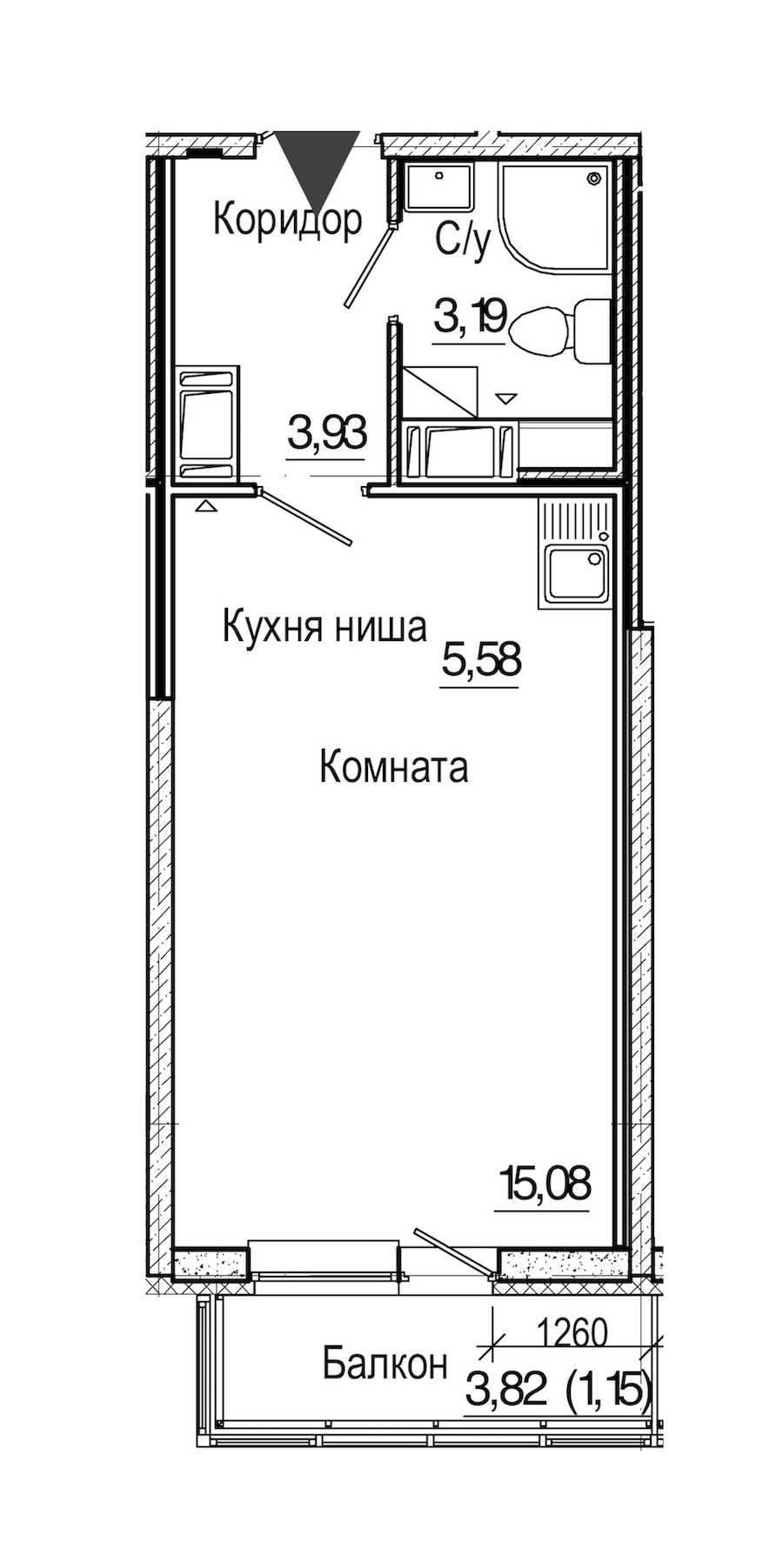 Студия в : площадь 28.93 м2 , этаж: 6 – купить в Санкт-Петербурге
