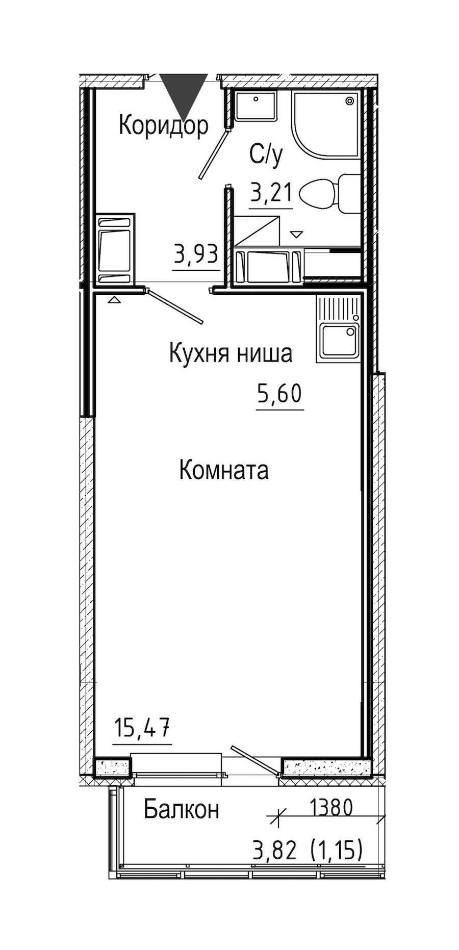 Студия в : площадь 29.36 м2 , этаж: 15 - 19 – купить в Санкт-Петербурге