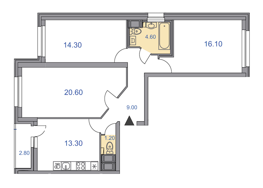 Трехкомнатная квартира в : площадь 80.5 м2 , этаж: 21 – купить в Санкт-Петербурге