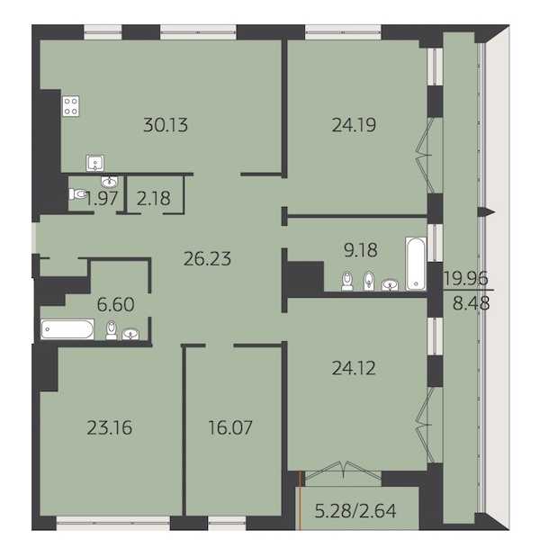 Четырехкомнатная квартира в Группа ЛСР: площадь 173.5 м2 , этаж: 15 – купить в Санкт-Петербурге