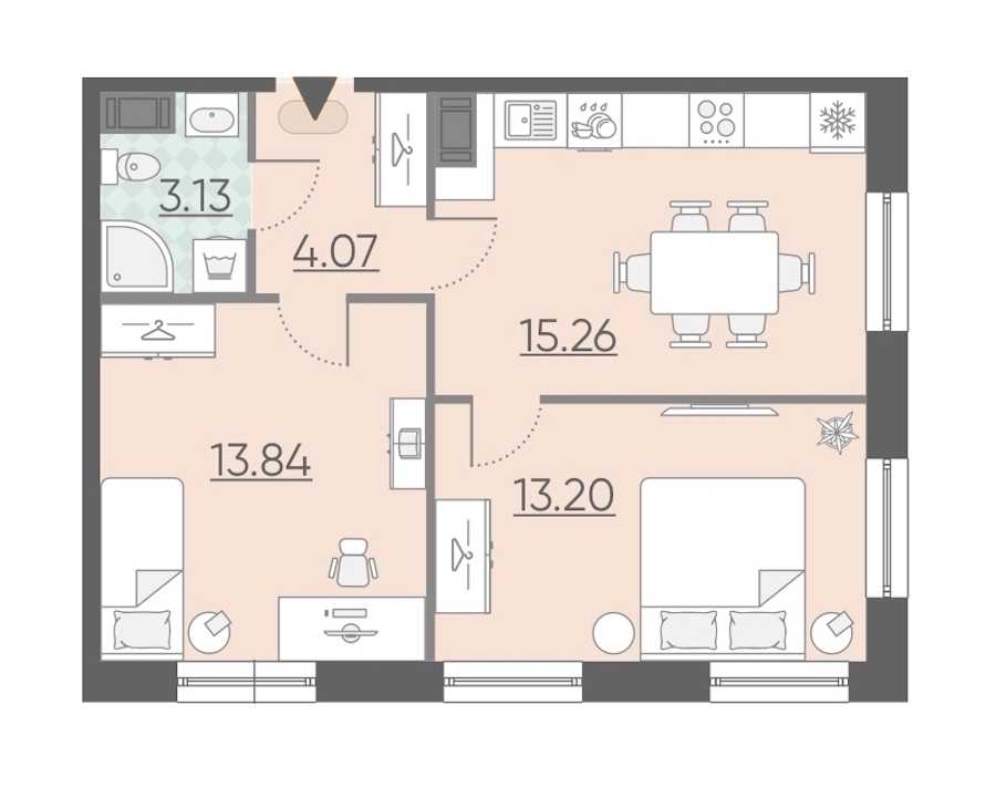 Двухкомнатная квартира в : площадь 49.5 м2 , этаж: 10 – купить в Санкт-Петербурге