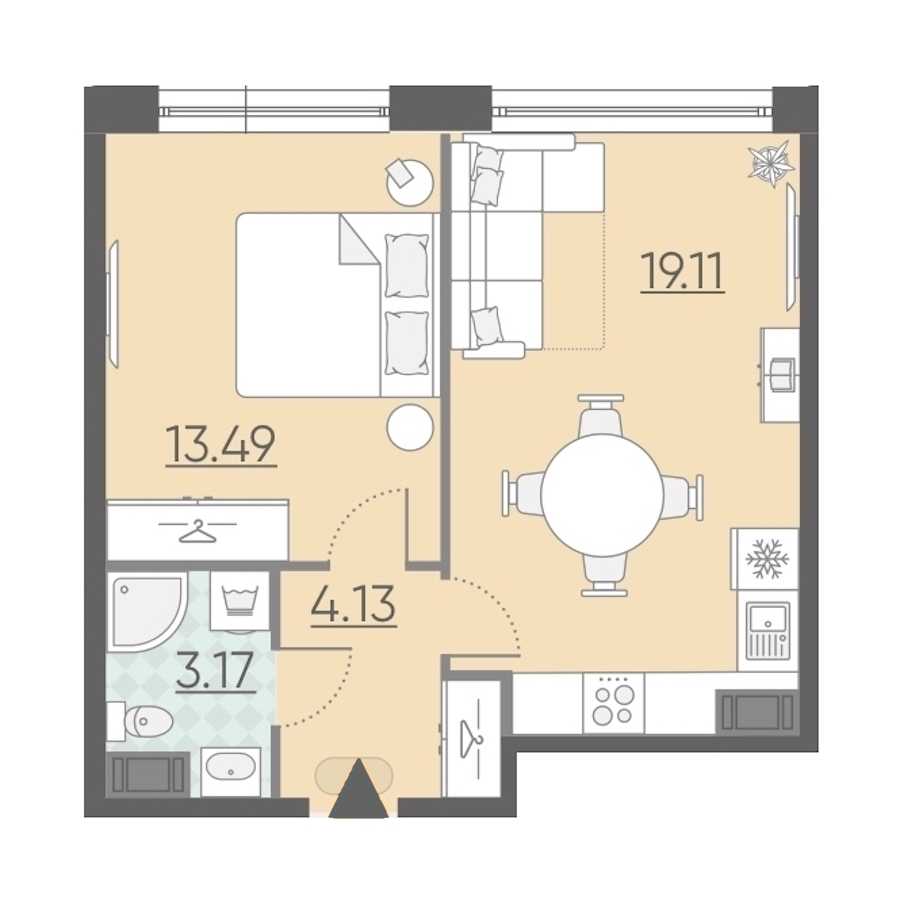 Однокомнатная квартира в : площадь 39.9 м2 , этаж: 10 – купить в Санкт-Петербурге
