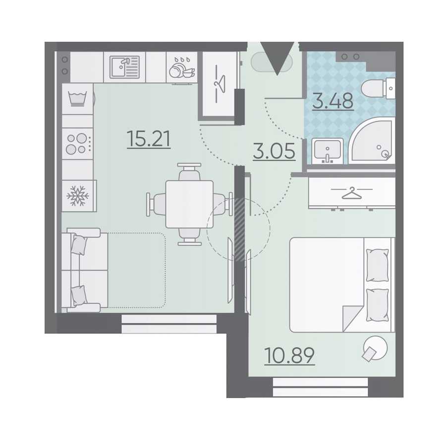 Однокомнатная квартира в : площадь 32.63 м2 , этаж: 1 – купить в Санкт-Петербурге