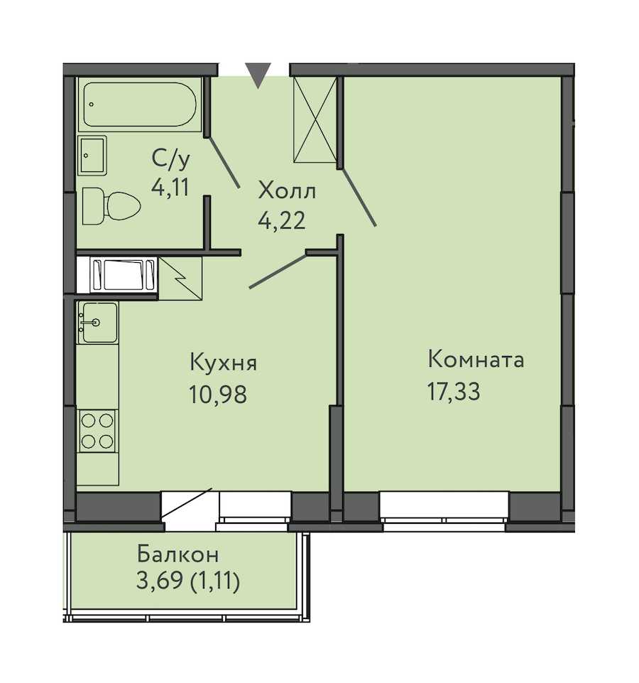 Однокомнатная квартира в : площадь 37.75 м2 , этаж: 5 – купить в Санкт-Петербурге
