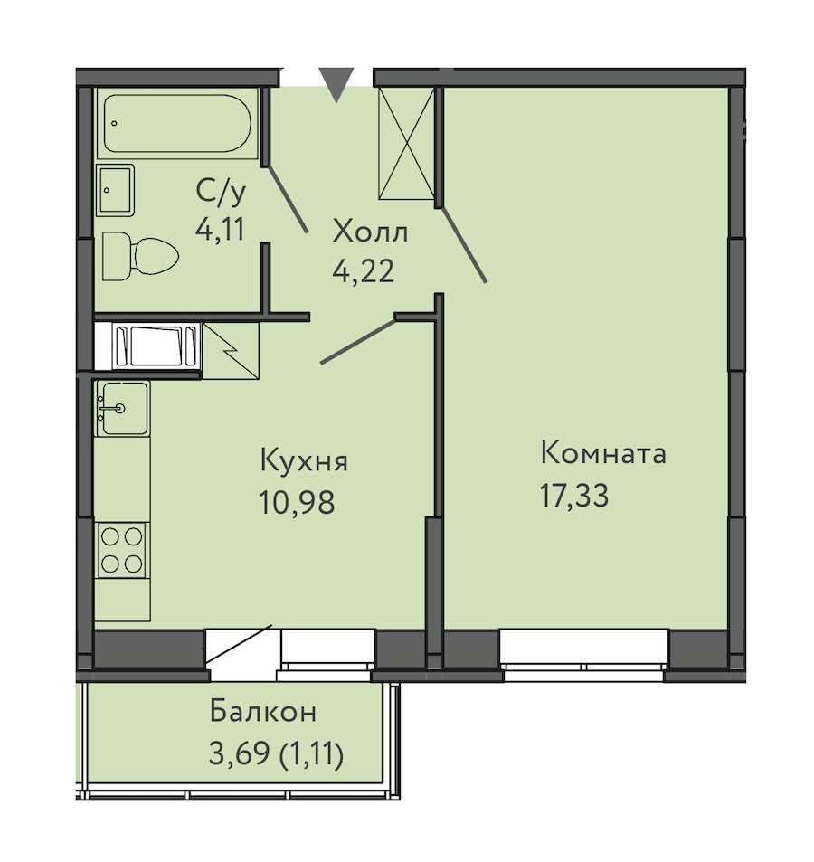 Однокомнатная квартира в : площадь 37.75 м2 , этаж: 5 – купить в Санкт-Петербурге