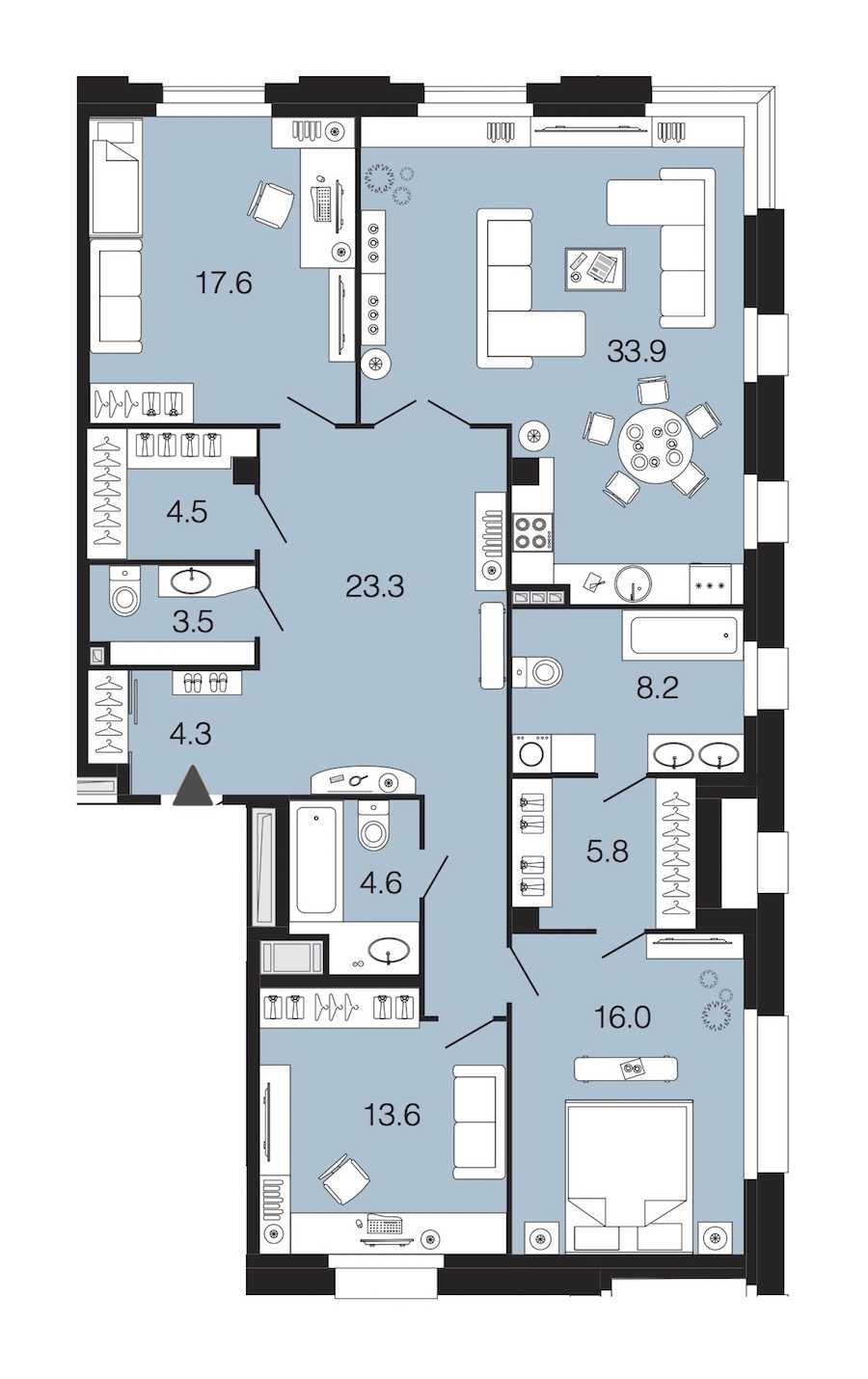 Трехкомнатная квартира в : площадь 135.3 м2 , этаж: 3 – купить в Санкт-Петербурге