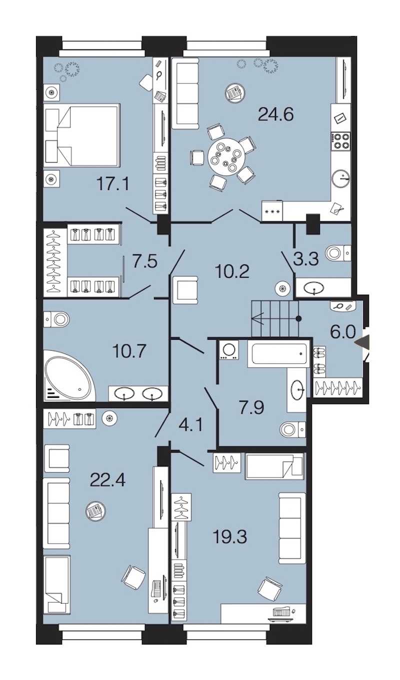 Трехкомнатная квартира в : площадь 133.1 м2 , этаж: 1 – купить в Санкт-Петербурге
