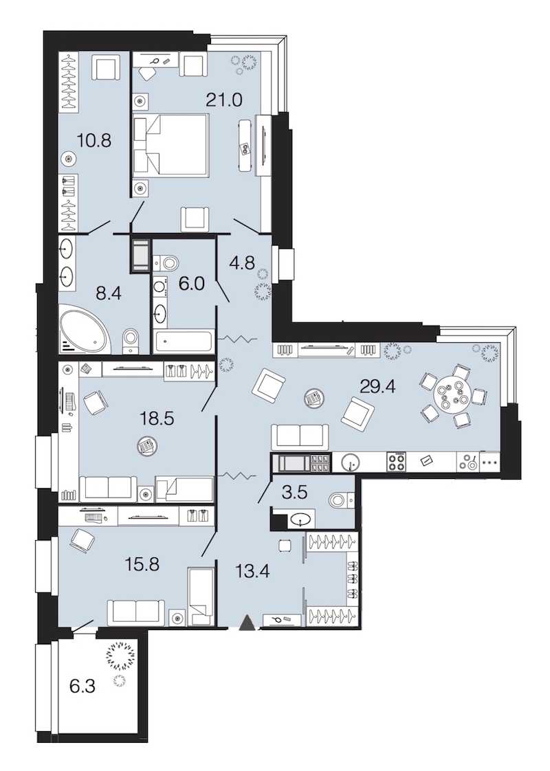 Трехкомнатная квартира в : площадь 131.6 м2 , этаж: 7 – купить в Санкт-Петербурге