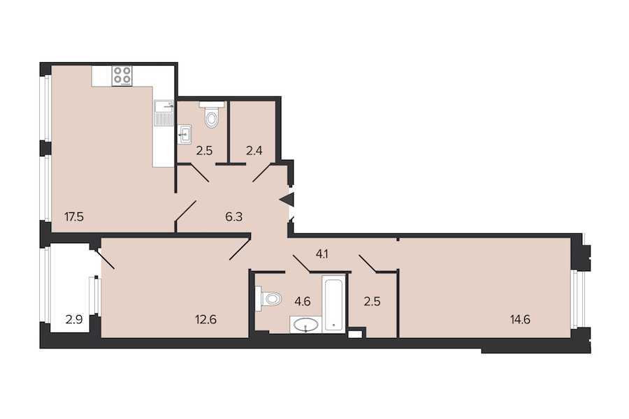 Двухкомнатная квартира в : площадь 67.1 м2 , этаж: 2 – купить в Санкт-Петербурге