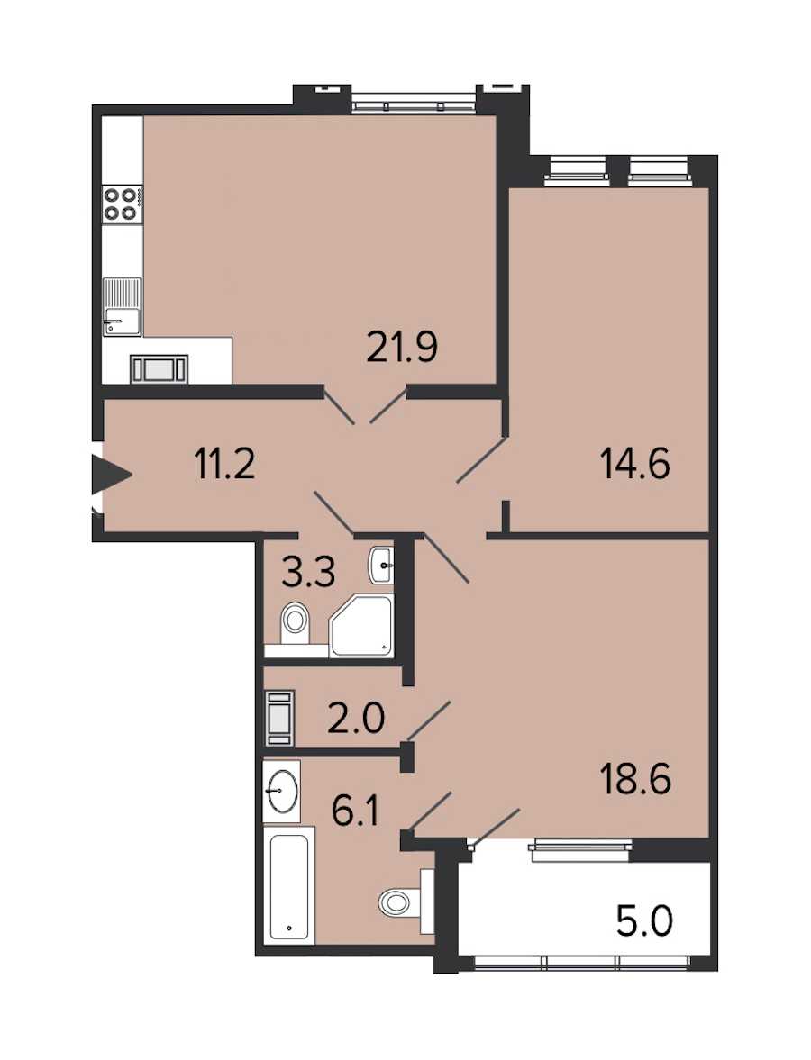 Двухкомнатная квартира в : площадь 77.7 м2 , этаж: 4 – купить в Санкт-Петербурге