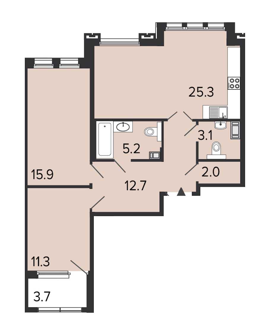 Двухкомнатная квартира в : площадь 75.5 м2 , этаж: 4 – купить в Санкт-Петербурге