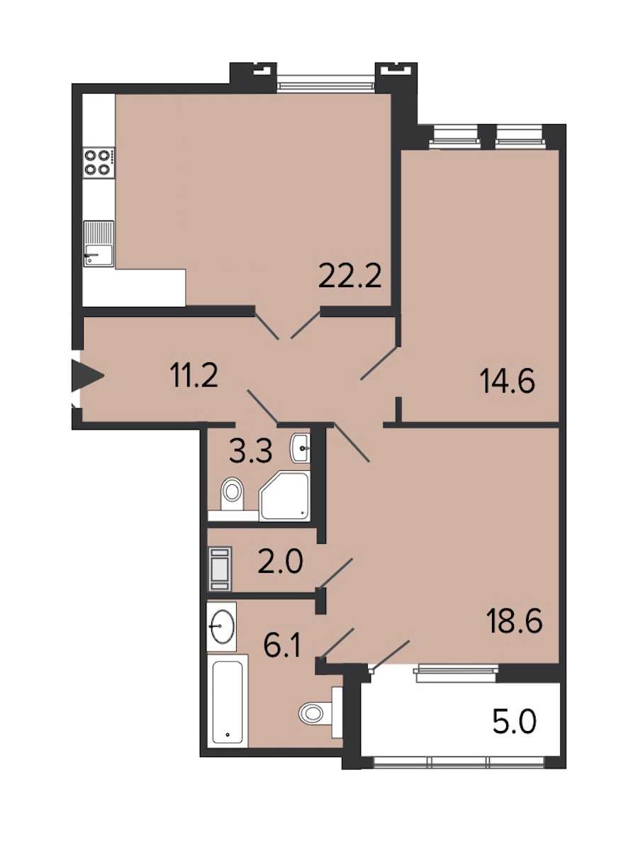Двухкомнатная квартира в : площадь 78 м2 , этаж: 3 – купить в Санкт-Петербурге
