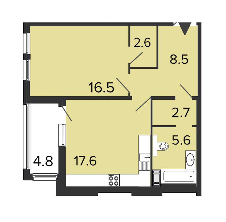 Однокомнатная квартира в : площадь 53.5 м2 , этаж: 7 – купить в Санкт-Петербурге
