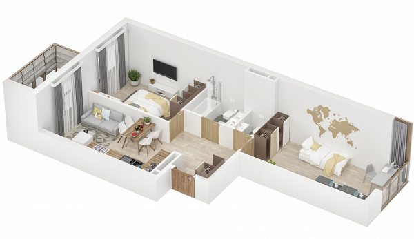 Buro5: планировка маленькой квартиры-распашонки