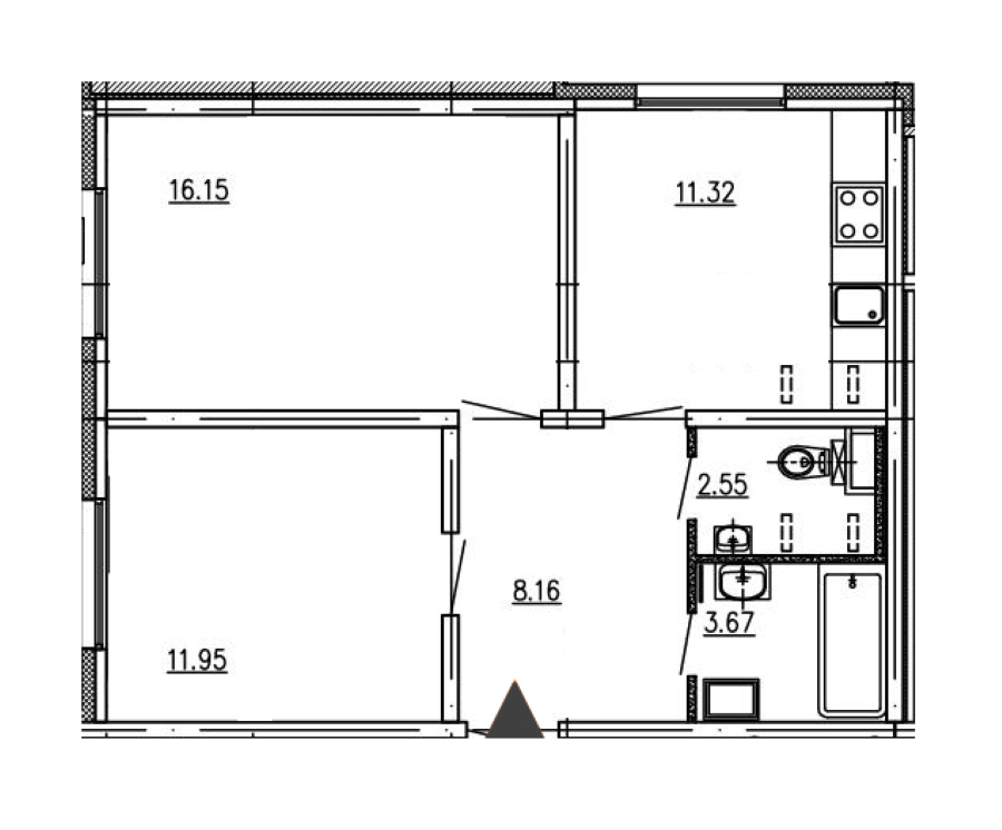 Двухкомнатная квартира в SetlCity: площадь 53.7 м2 , этаж: 1 – купить в Санкт-Петербурге