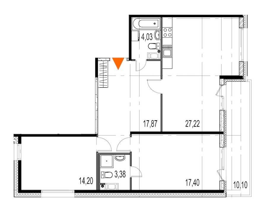 Двухкомнатная квартира в : площадь 84.1 м2 , этаж: 3 – купить в Санкт-Петербурге