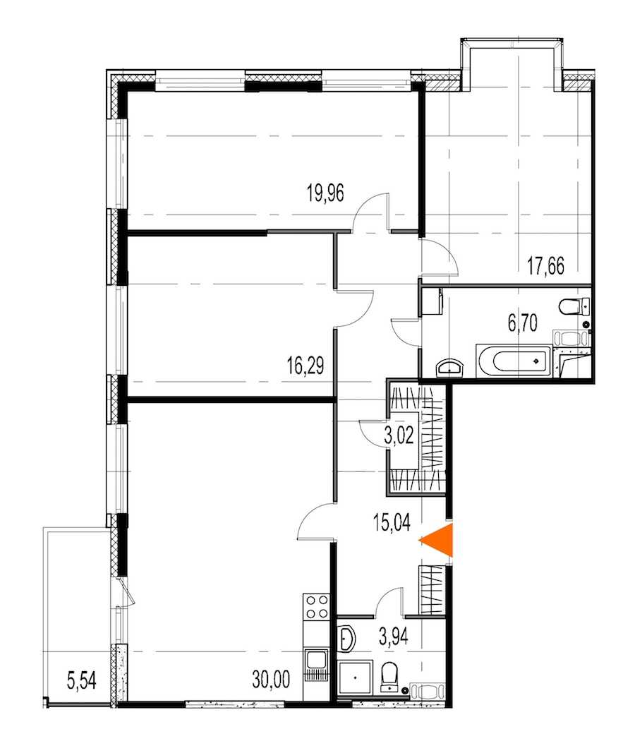 Трехкомнатная квартира в : площадь 112.61 м2 , этаж: 5 – купить в Санкт-Петербурге