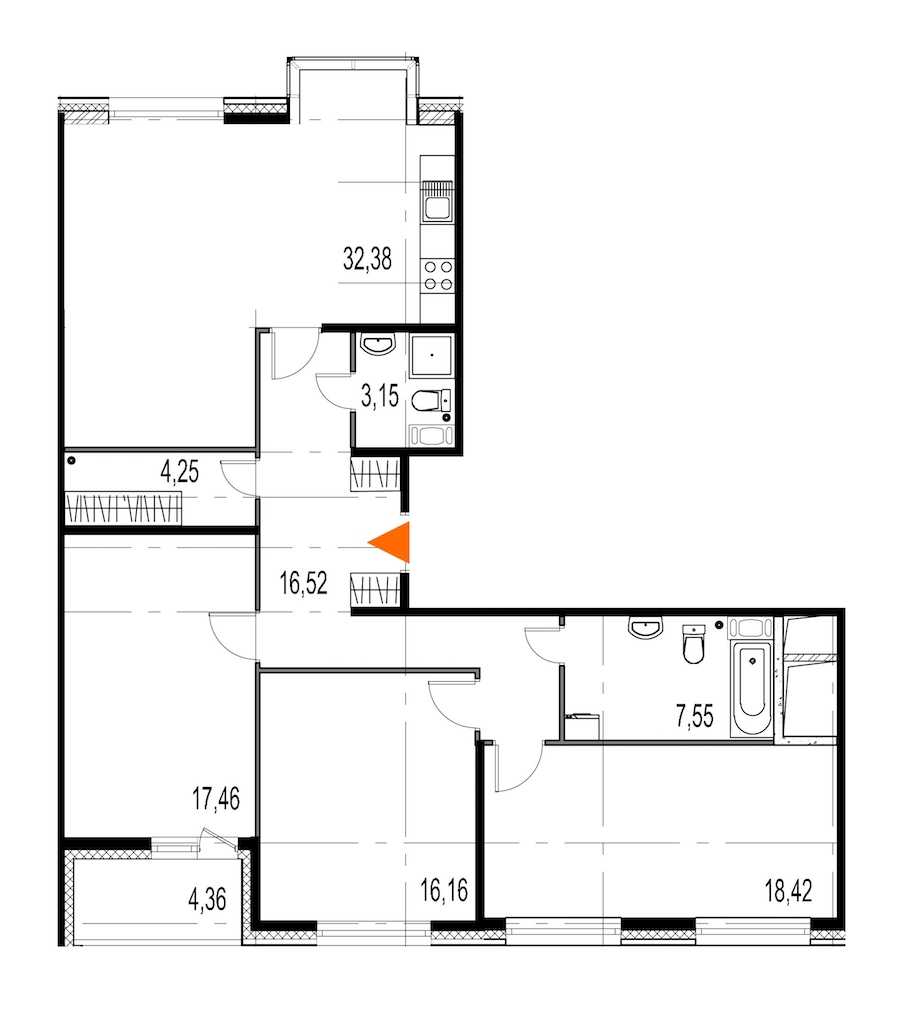 Трехкомнатная квартира в : площадь 115.89 м2 , этаж: 5 – купить в Санкт-Петербурге