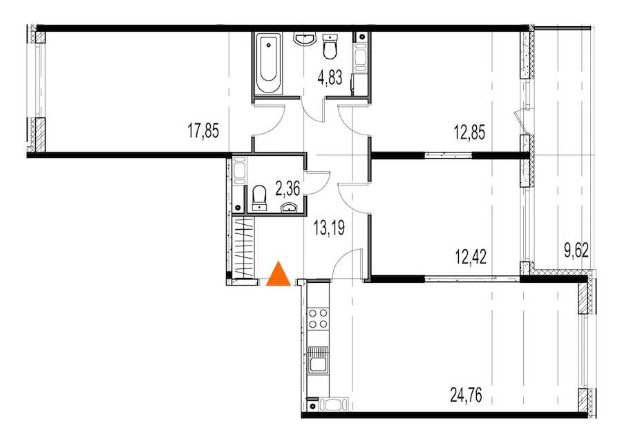 Трехкомнатная квартира в : площадь 88.26 м2 , этаж: 8 – купить в Санкт-Петербурге