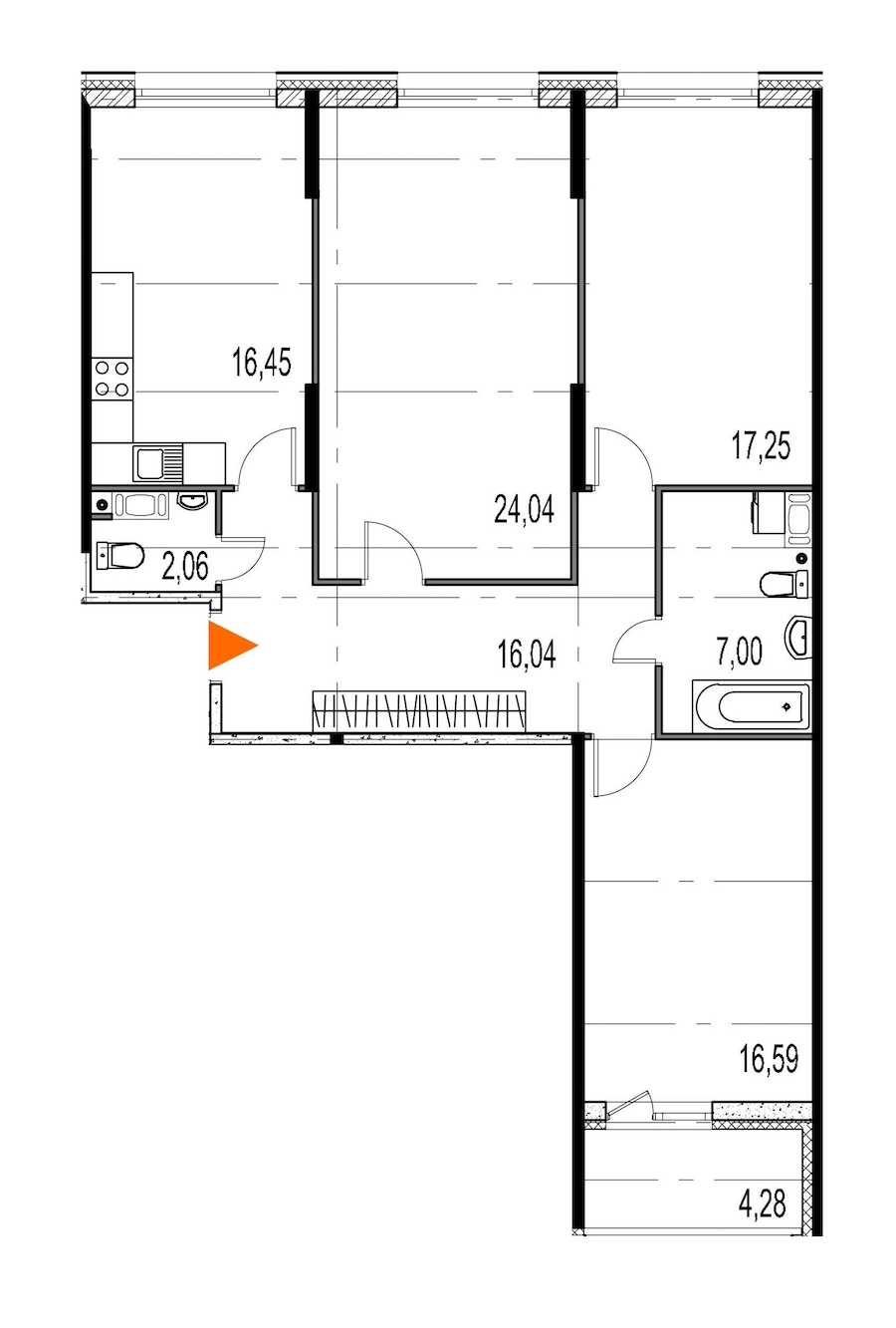 Трехкомнатная квартира в : площадь 99.43 м2 , этаж: 9 – купить в Санкт-Петербурге