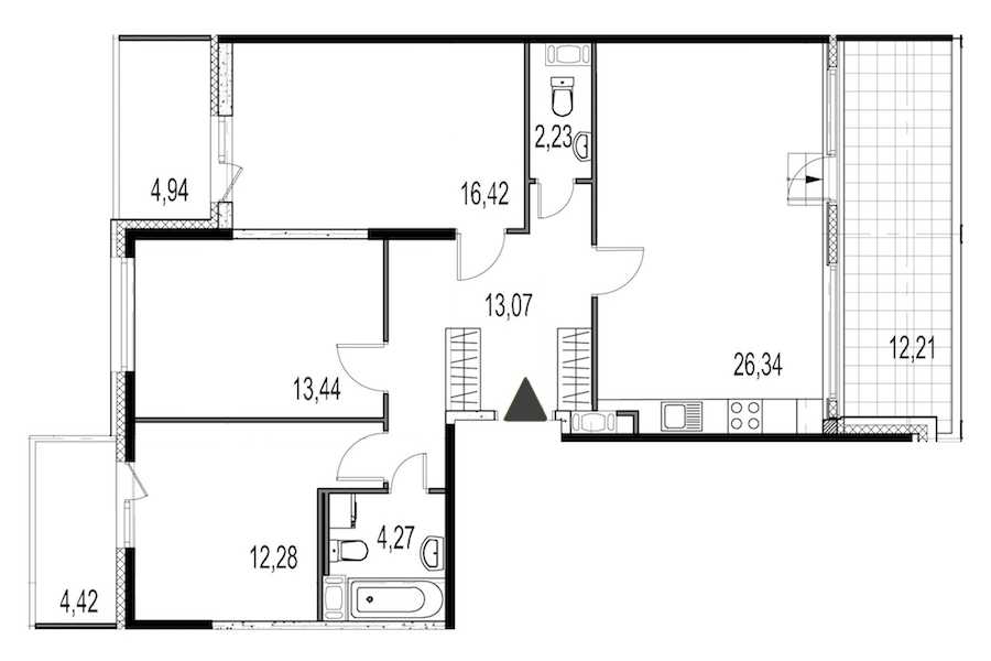 Трехкомнатная квартира в : площадь 88.05 м2 , этаж: 9 – купить в Санкт-Петербурге