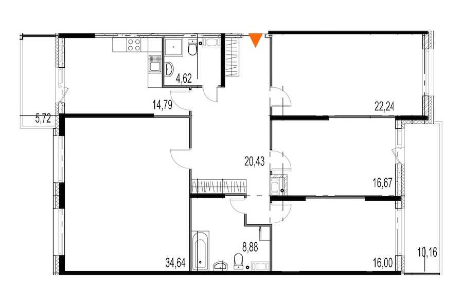 Четырехкомнатная квартира в : площадь 138.27 м2 , этаж: 6 – купить в Санкт-Петербурге